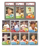 1963 TOPPS PARTIAL SET (291/576) WITH PSA GRADED MANTLE, AARON & KOUFAX PLUS 212 DUPLICATES (503 TOTAL CARDS)